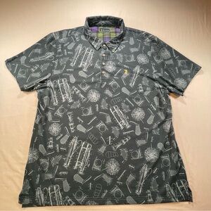 William Murray Golf XL Blue Print Polo Shirt Performance Iron Club PGA Wicking